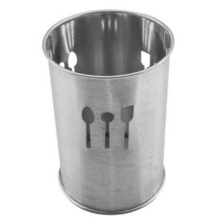 suport uscat tacâmuri cilindric din inox cu perforații decorative pe pereți