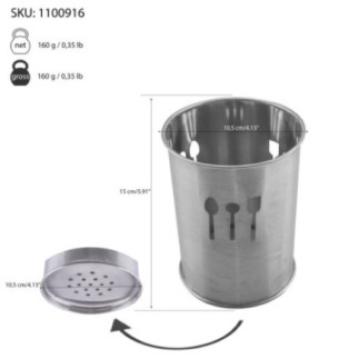 suport cilindric pentru tacâmuri cu informații despre dimensiuni și greutate