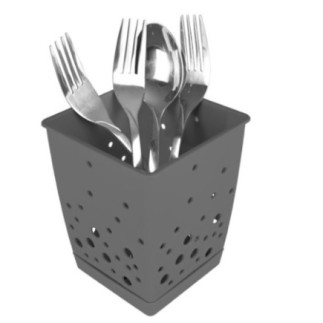 suport perforat pentru uscat tacâmuri din plastic cu tacâmuri în interior