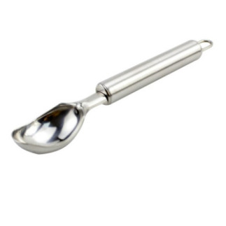 lingură pentru servit globuri de înghețată din inox cu cap special rotunjit și mâner cu agățătoare