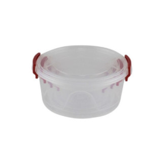 set de caserole rotunde din plastic transparent cu clipsuri aranjate una în alta