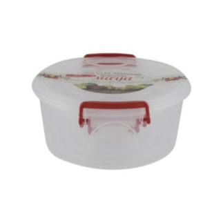 set de 4 caserole rotunde din plastic transparent cu clipsuri și etichetă transparentă