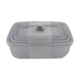 set de cutii pentru mâncare din plastic 5 mărimi diferite stivuite una în alta cu ambalaj