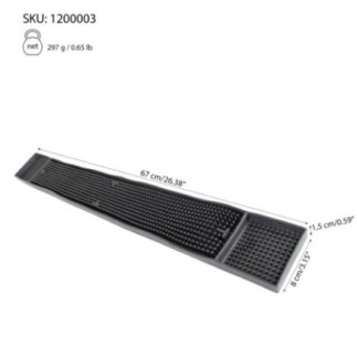 barmat dreptunghiular negru cu specificații despre dimensiuni și greutate