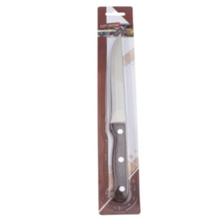 cuțit de bucătărie cu mâner din lemn în ambalaj carton cu plastic transparent