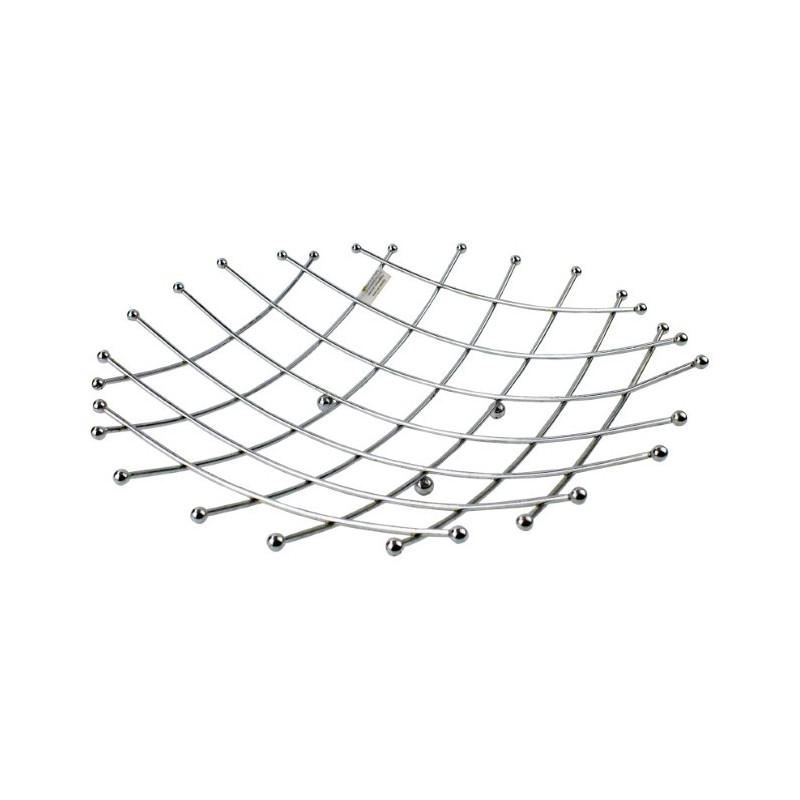 Fructieră metalică tip grilaj din oțel inoxidabil cu un design modern perfectă pentru mese festive sau uz zilnic