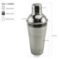 shaker din inox cu specificații despre dimensiuni și capacitate