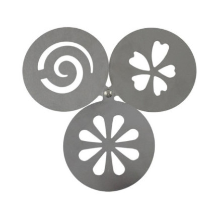 Set șabloane din inox pentru decorat cafea, prăjituri și deserturi, ideale pentru latte art și cappuccino, 3 buc