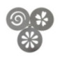 set 3 șabloane rotunde din inox cu modele diferite pentru decorat cappuccino sau deserturi