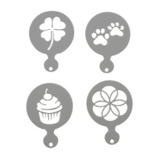 Set șabloane din plastic pentru decorat cafea, prăjituri și deserturi, ideale pentru latte art și cappuccino, 3 buc