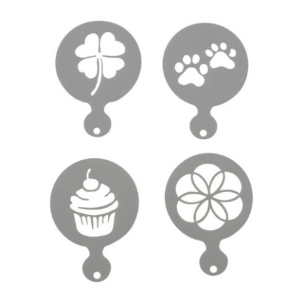 Set șabloane din plastic pentru decorat cafea, prăjituri și deserturi, ideale pentru latte art și cappuccino, 3 buc