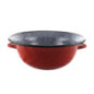 vas adânc emailat cu două mânere roșu cu interior marmorat pentru frământat aluat