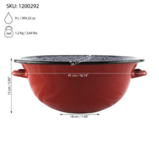 lighean de bucătărie cu mânere laterale și informații despre dimensiuni și capacitate