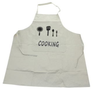 șorț de bucătărie crem cu imprimeu desen cu ustensile de gătit