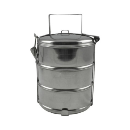 sufertaș inox cu 3 nivele pentru transportat mâncare gătită