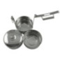 set de 3 caserole din inox în stativ metalic cu un capac