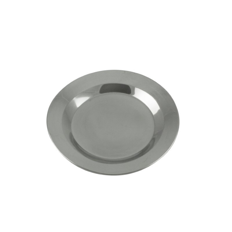 Farfurie întinsă din inox, rezistentă pentru uz intens, ideală pentru terase, camping, outdoor, BBQ,  grătar și uz casnic, 20 cm