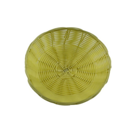 Coș pentru servit pâine la masă, din poly ratan împletit, rotund, potrivit pentru produse de brutărie și patiserie,18 cm