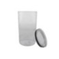recipient cilindric din plastic transparent cu capac detașabil cu inel din cauciuc