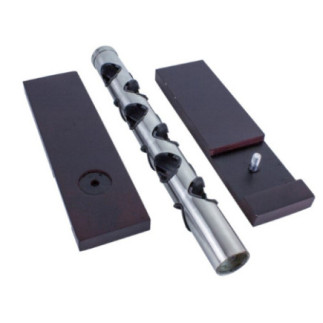 tub cilindric din inox cu 6 găuri și bază din lemn