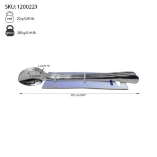 set de 6 lingurițe inox cu coadă lungă și informații despre dimensiuni și greutate
