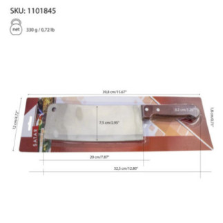 satâr clasic din inox pentru tocat și tranșat carne cu specificații despre dimensiuni și ambalaj