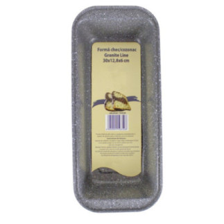 forma pentru copt dreptunghiulara cu aspect granit si eticheta colorata in interior