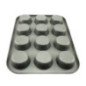 tavă de copt cu 12 compartimente rotunde cu fața în jos