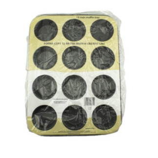 tavă de copt 12 brioșe în ambalaj pungă transparentă cu etichetă