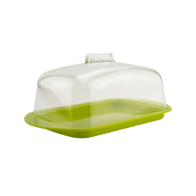 Untieră din plastic cu capac protector transparent, perfectă pentru păstrarea untului proaspăt în frigider, ușor de depozitat