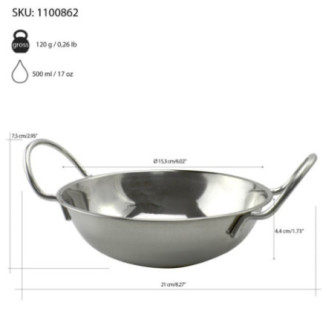 Coș pentru servit pâine, fructe sau gustări, rotund, din inox rezistent, cu mânere, perfect pentru restaurante și cantine, 15 cm
