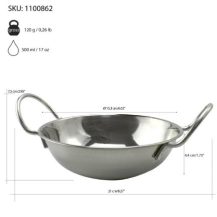 Coș pentru servit pâine, fructe sau gustări, rotund, din inox rezistent, cu mânere, perfect pentru restaurante și cantine, 15 cm