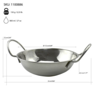 Coș pentru servit pâine, fructe sau gustări, rotund, din inox rezistent, cu mânere, perfect pentru restaurante și cantine, 17 cm