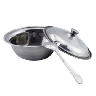set din inox bol cu capac și linguriță pentru sosuri și condimente