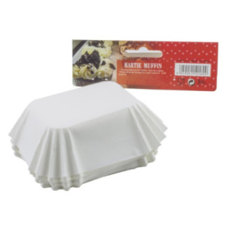 set de 75 de hârtii pătrate albe pentru copt stivuite cu susul în jos în fața etichetei