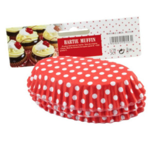 set hârtie de copt muffins întoarsă  cu capul în jos în fața etichetei