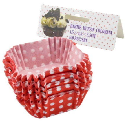 Set de hârtii pentru copt brioșe, pătrate, din hârtie specială colorată, 4.5x4.5x2.5 cm, rezistente la căldură, 100 buc