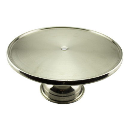 Suport pentru tort și prăjituri, rotund, din inox cu picior, ideal pentru prezentare