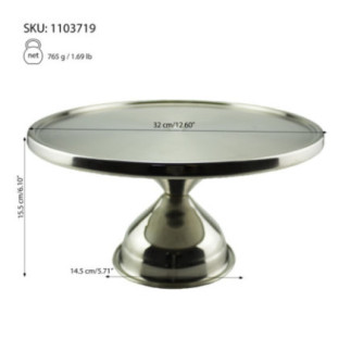 stand suport rotund din inox pe picior pentru torturi și informații despre dimensiuni