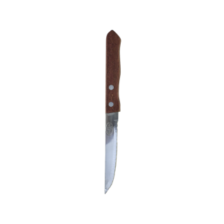 cuțit de masă pentru friptură cu lamă zimțată din inox și mâner din lemn