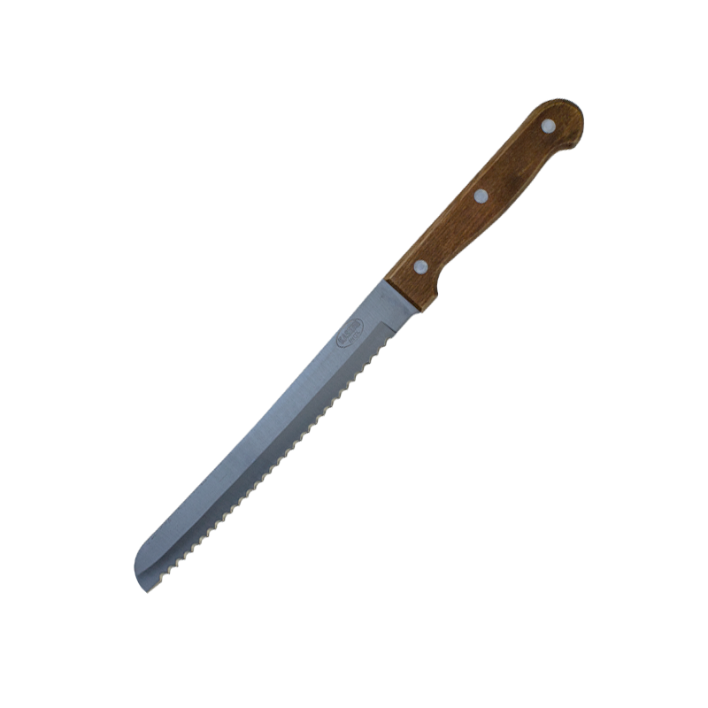Cuțit pentru feliat pâine și produse de patiserie cu lamă zimțată din inox și mâner ergonomic din lemn