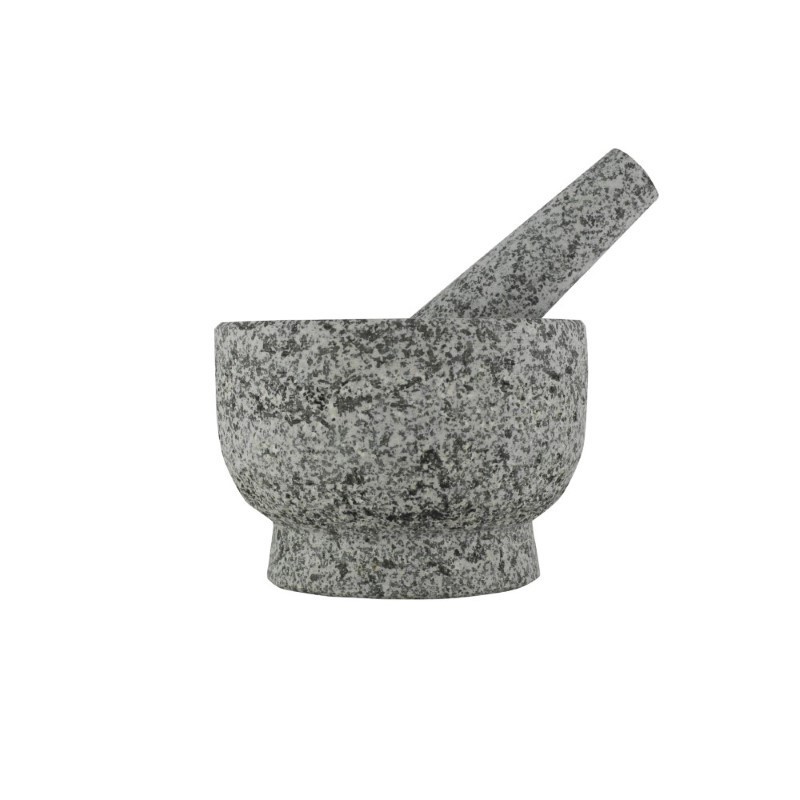 Mojar din granit cu pistil, rezistent și durabil, pentru zdrobirea și mărunțirea condimentelor și ierburilor aromatice, 14 cm