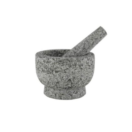 Mojar din granit cu pistil, rezistent și durabil, pentru zdrobirea și mărunțirea condimentelor și ierburilor aromatice, 14 cm