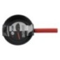 tigaie nonstick neagră de 24 cm cu etichetă și mâner roșu din silicon 