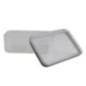 recipient pentru depozitare alimente dreptunghiular din plastic transparent cu capac sprijinit de el