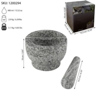 mojar cu pistil și informații despre ambalaj și dimensiuni
