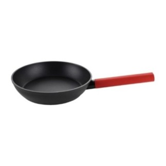 tigaie din teflon antiaderentă rotundă cu mâner învelit în silicon roșu