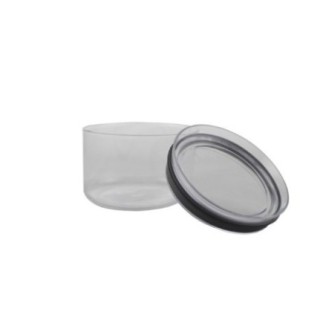 Cutie pentru alimente, cilindrică, joasă, transparentă, cu capac bine fixat, perfectă pentru condimente și mirodenii, 0.4L