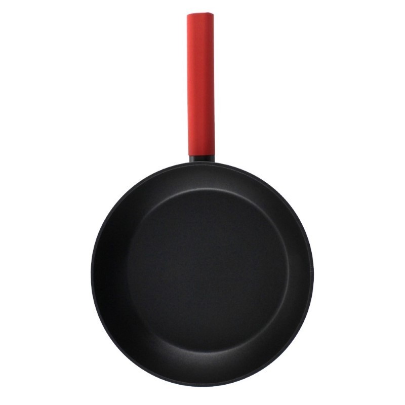 Tigaie aluminiu, rotundă, neagră, cu acoperire antiaderentă, mâner învelit în silicon, pentru toate tipurile de aragaz, 28 cm Tigaie aluminiu, rotundă, neagră, cu acoperire antiaderentă, mâner învelit în silicon, pentru toate tipurile de aragaz, 28 cm