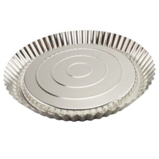 formă rotundă pentru copt tarte din tablă cositorită cu pereți ondulați